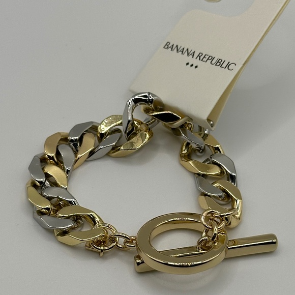NWT Banana Republic Women's Mixed Metal Curb Chain Bracelet - Picture 3 of 6